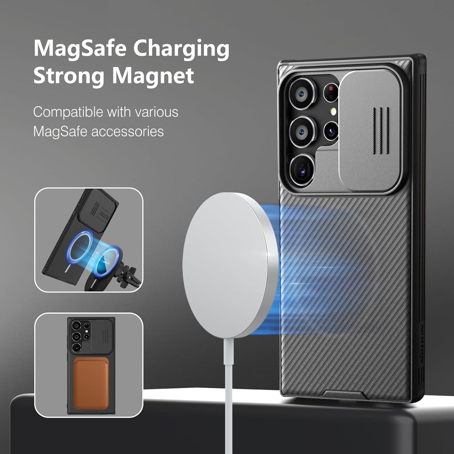 Samsung Galaxy S24 Ultra Case - Camera Cover - MagSafe Compatible, Military-Grade Protection, Slim Hard Back & Soft Edge Design, 6.8'' Black