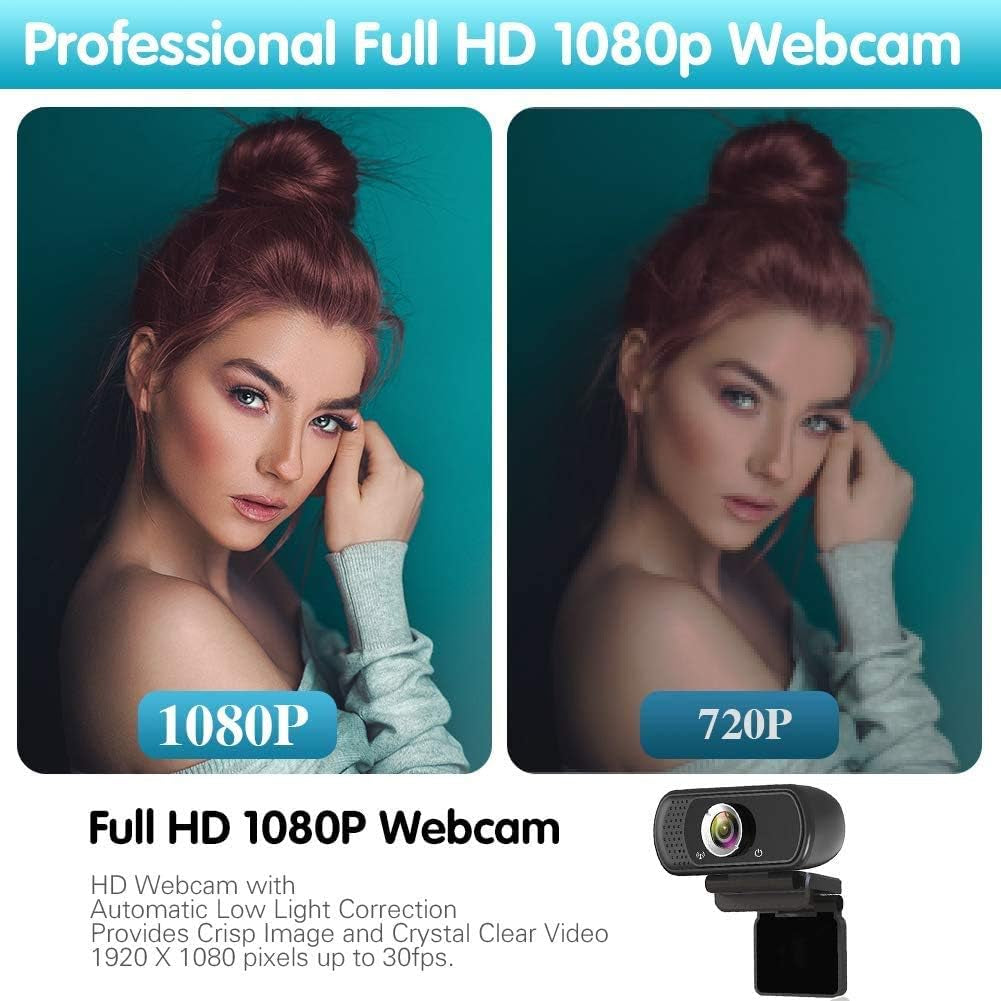 1080P HD Webcam with Stereo Microphone for Video Conferencing, Streaming, and Gaming - 110 Degree Wide Angle USB Camera