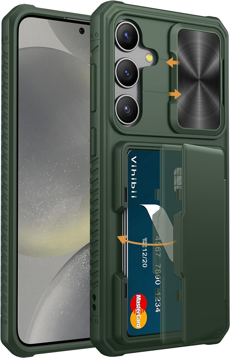 Shockproof Wallet Case for Samsung Galaxy S24 Ultra with Card Holder (4 Cards), Slide Camera Cover, and Kickstand – Black