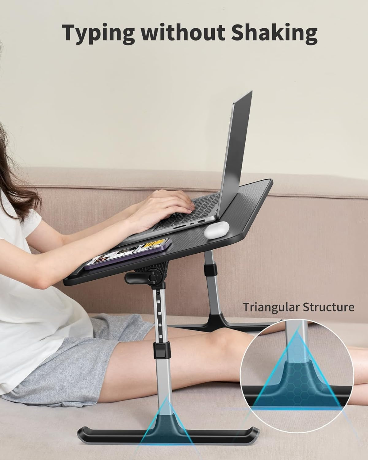 Adjustable Laptop Desk for Bed - Portable and Lightweight Lap Tray Table for Adults and Kids (Black)