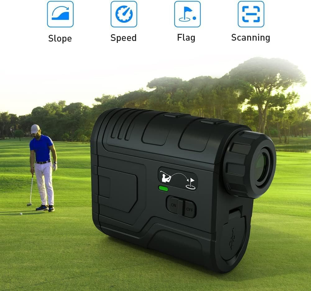 Laser Rangefinder for Golf and Hunting with Slope Switch, Flagpole Lock, Altimeter, Speed, and Distance Modes - Type-C Rechargeable