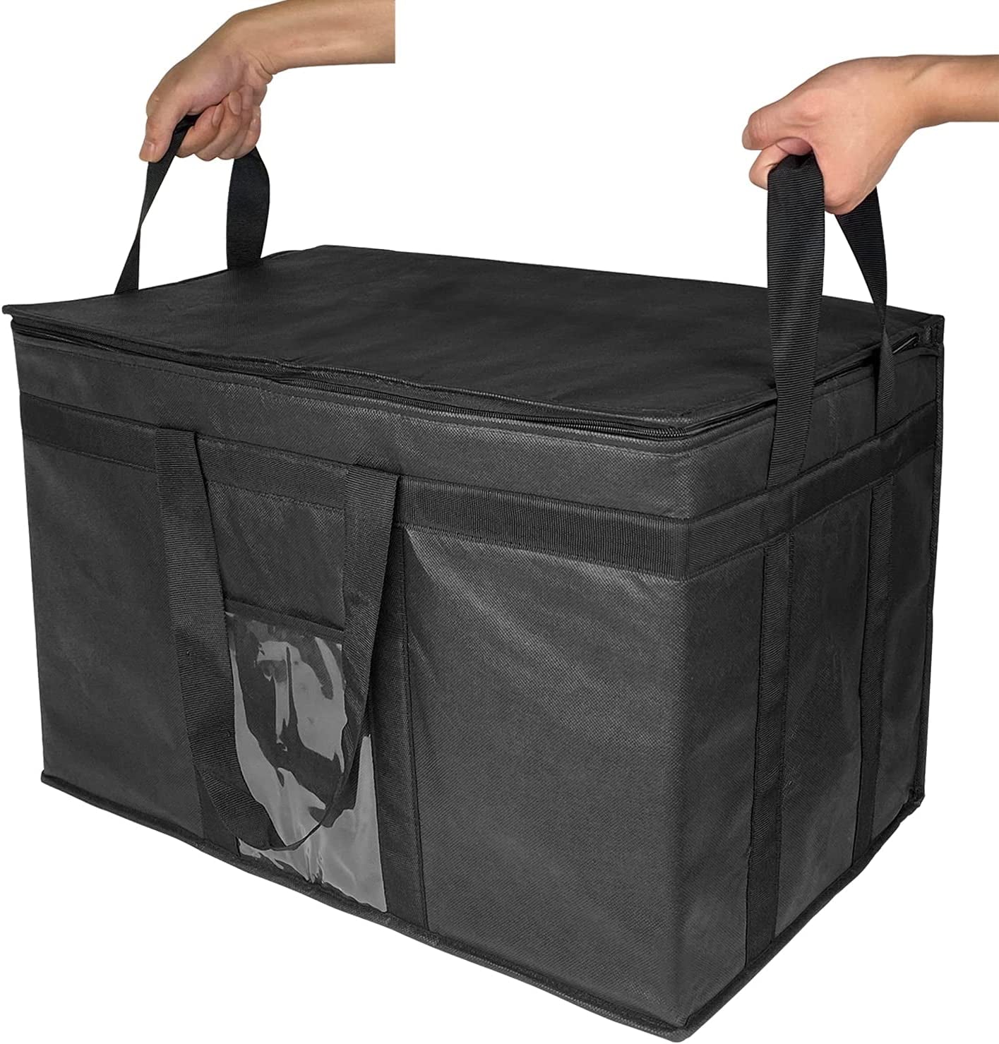 XXXL Large Insulated Cooler Bag - Reusable Double Zipper Food Delivery Bag for Temperature Control (23" W x 15" H x 14" D, Black)