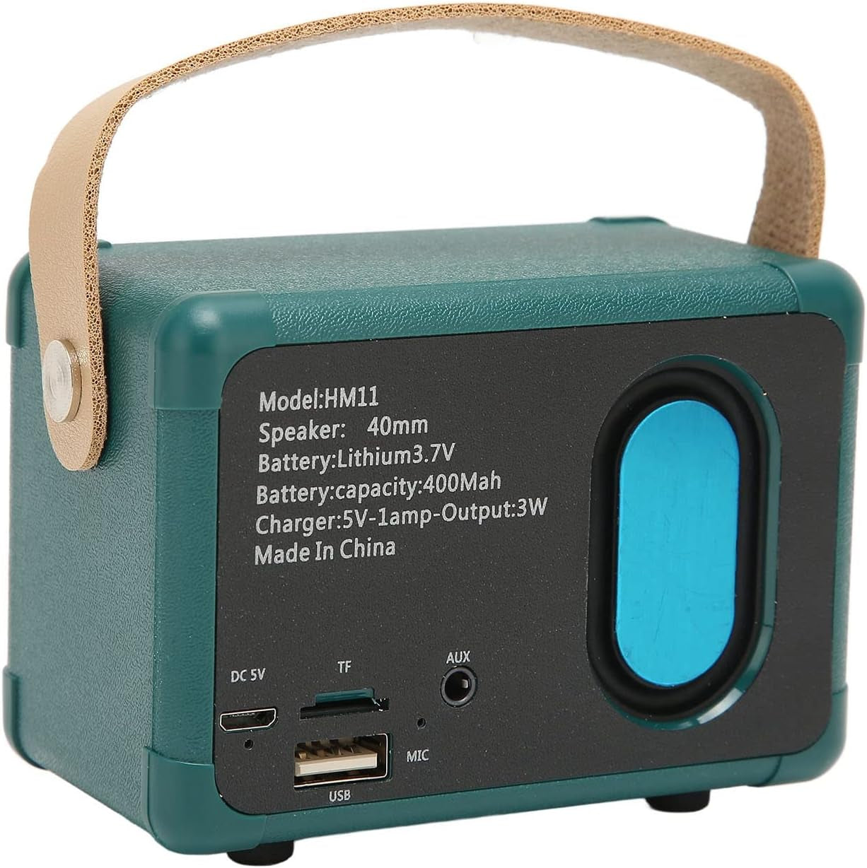 Mini Bluetooth Speaker Vintage Speaker - 50Hz to 18Khz Hifi Stereo Retro Bluetooth Speaker with Long Battery Life (Green)