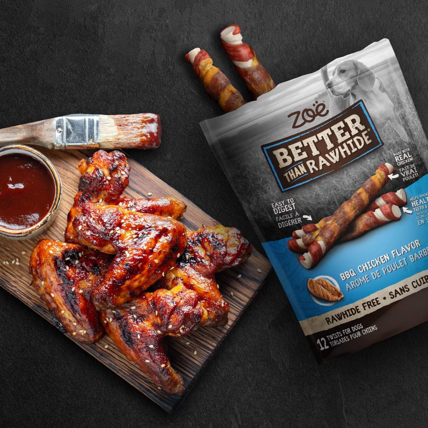 RAWHIDE-FREE BBQ Chicken Flavor Dog Chews, 12 Count (5.2 Oz)