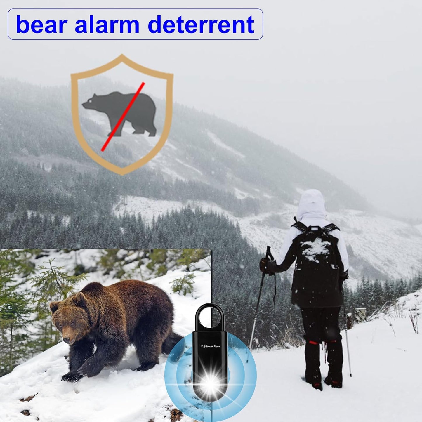 130Db Personal Safety Alarm Strobe Light. Loud Sound Keychain Siren with Carabiner for Women, School Children, Night Runners, Hiking. Bear Alarm Deterrent. SOS Emergency Self Defense Alerts. Black