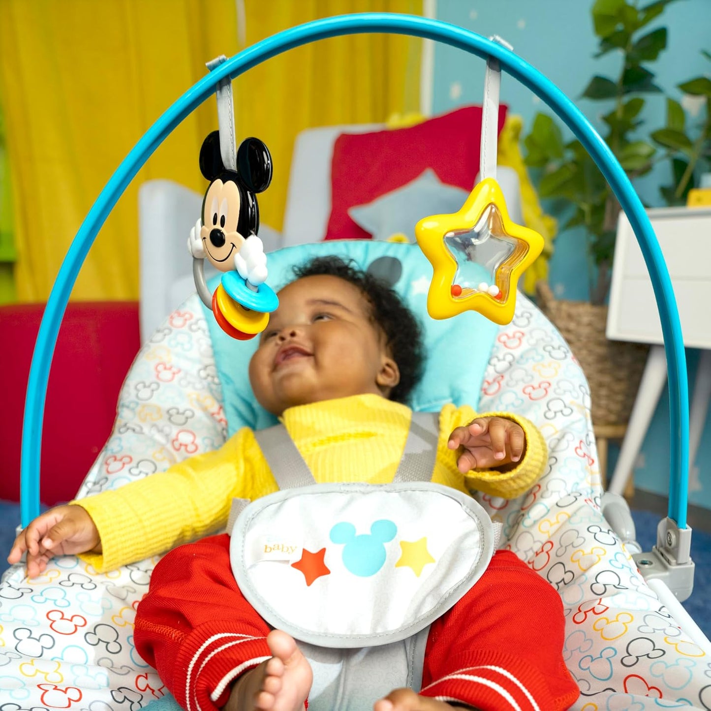 Disney Baby Mickey Mouse Infant to Toddler Rocker with Vibrations and Removable Toy Bar - Newborns and Toddlers