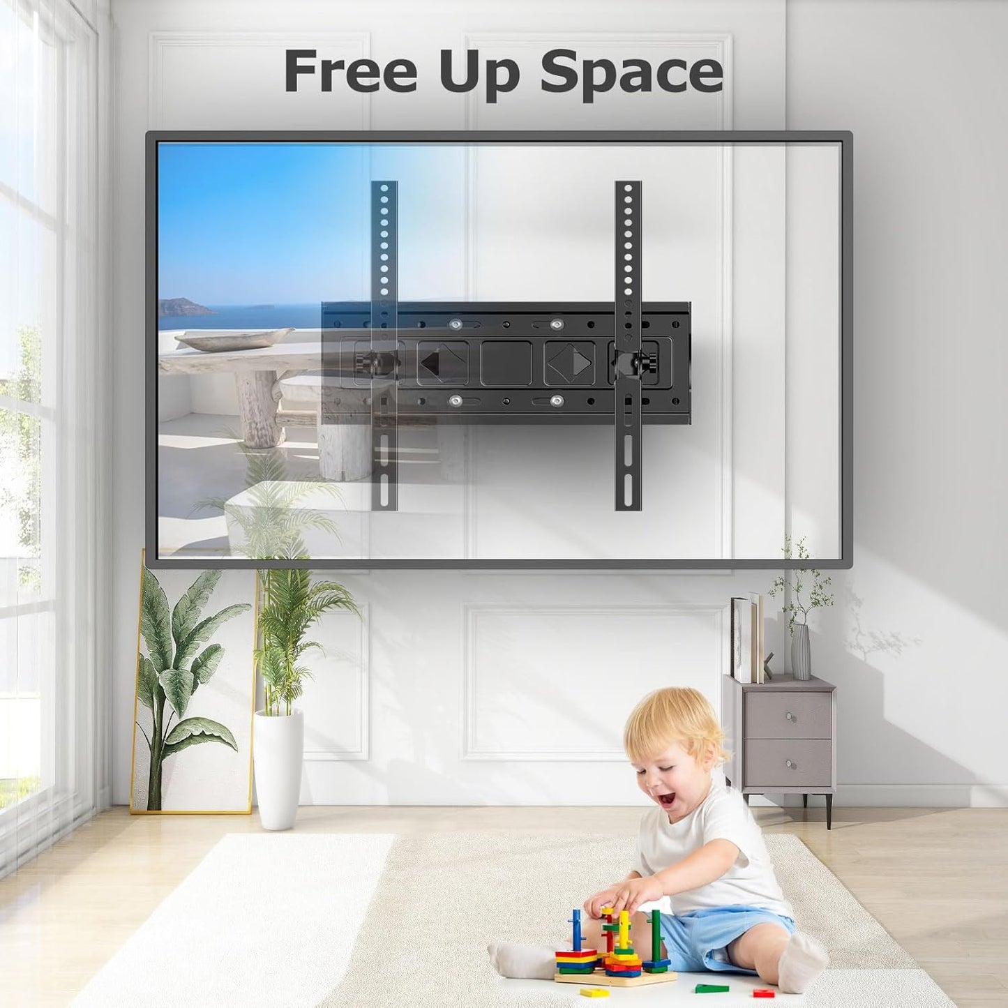 Full Motion TV Wall Mount for 26-65 Inch Flat and Curved TVs, Swivel and Tilt Articulating Arms, Max VESA 400x400mm, Supports Up to 99 lbs