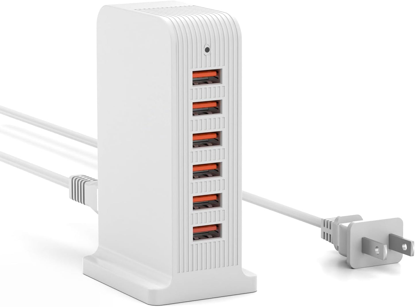 50W USB Tower Charging Station with 6 Ports, Multi-Device Charger (10A Shared), Black
