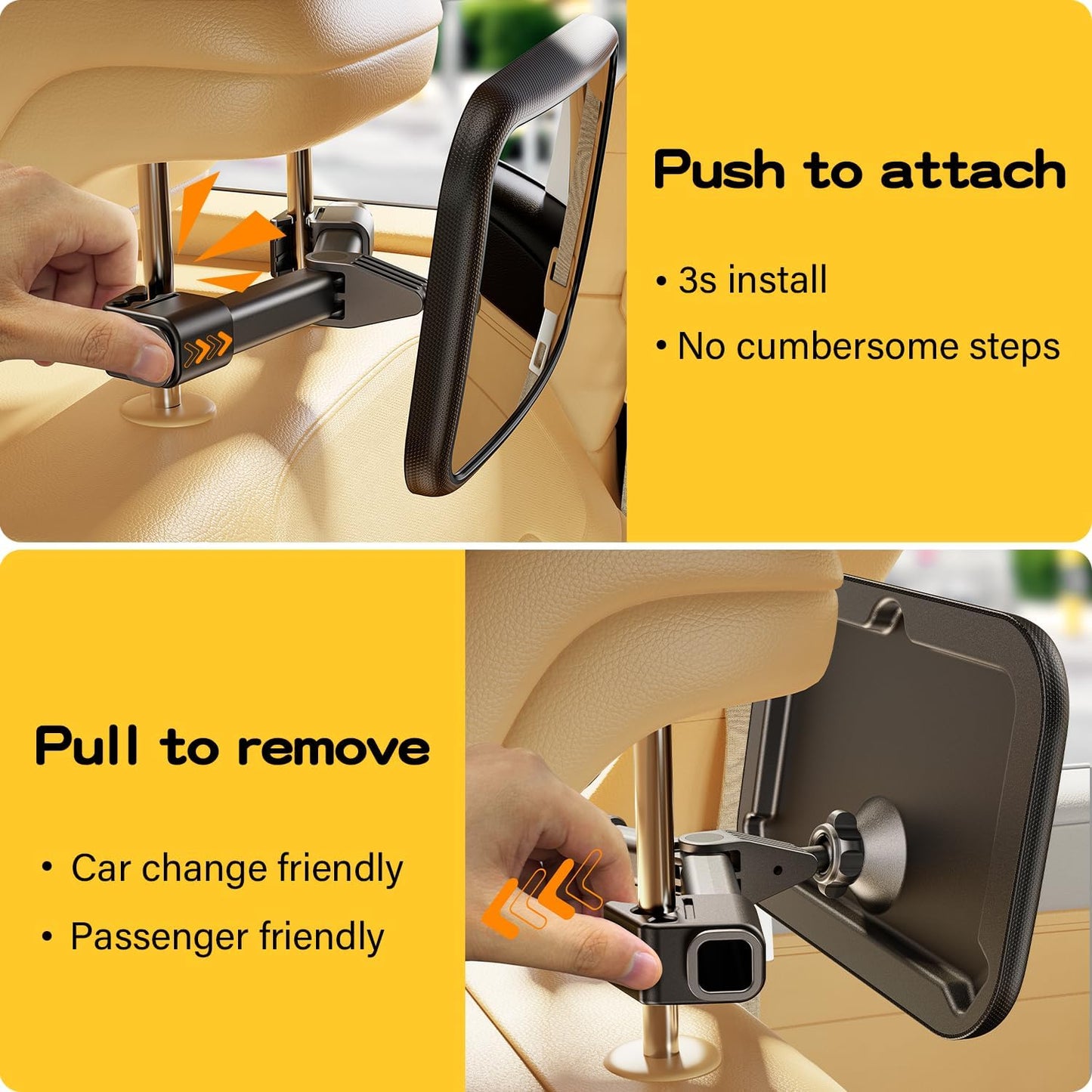 Premium Baby Car Mirror - Shatterproof Rear-Facing Seat Mirror with Easy Installation Hook Clip