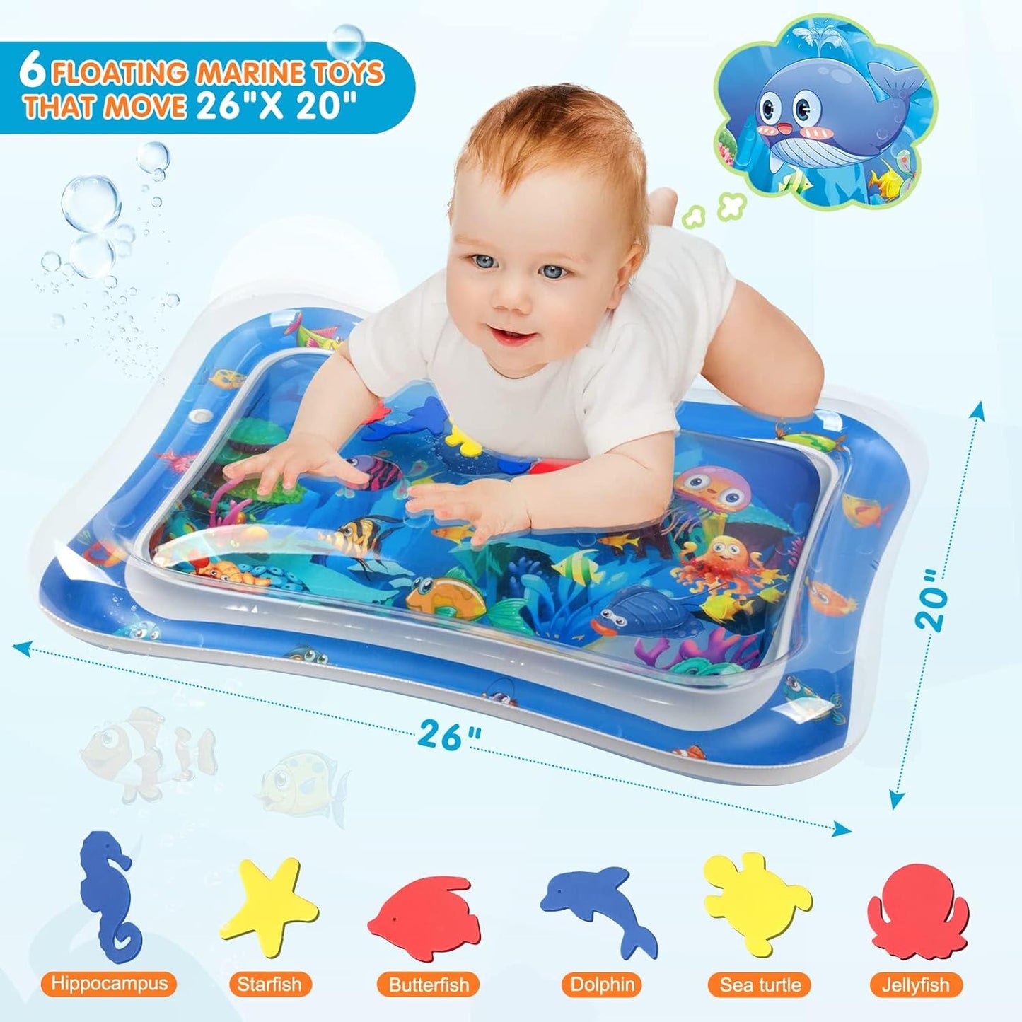 Premium Inflatable Tummy Time Water Play Mat for Infants and Toddlers (3 to 24 Months) - Enhances Muscle Development