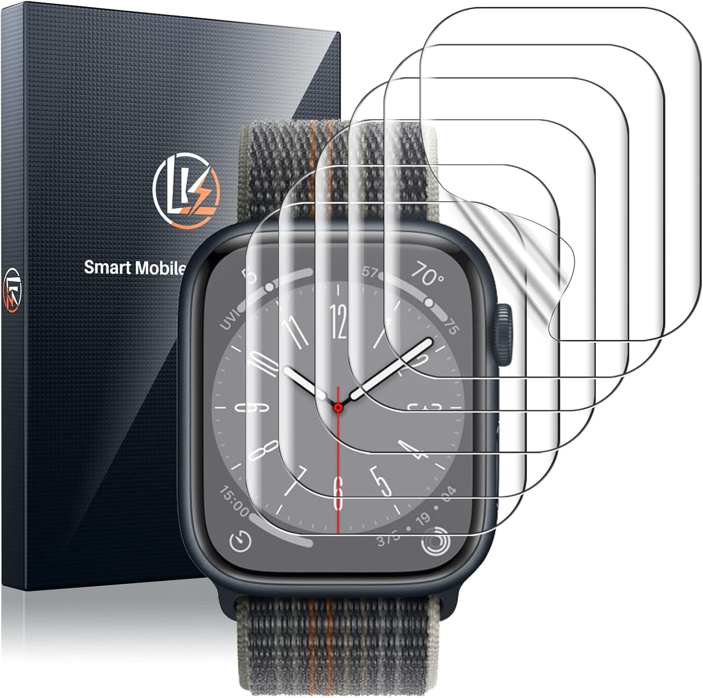 6-Pack Premium Screen Protectors for Apple Watch Series SE/6/5/4/SE 2022 (40mm) and Series 9/8/7 (41mm) - Maximum Coverage, Bubble-Free, Anti-Scratch Flexible TPU Clear Film