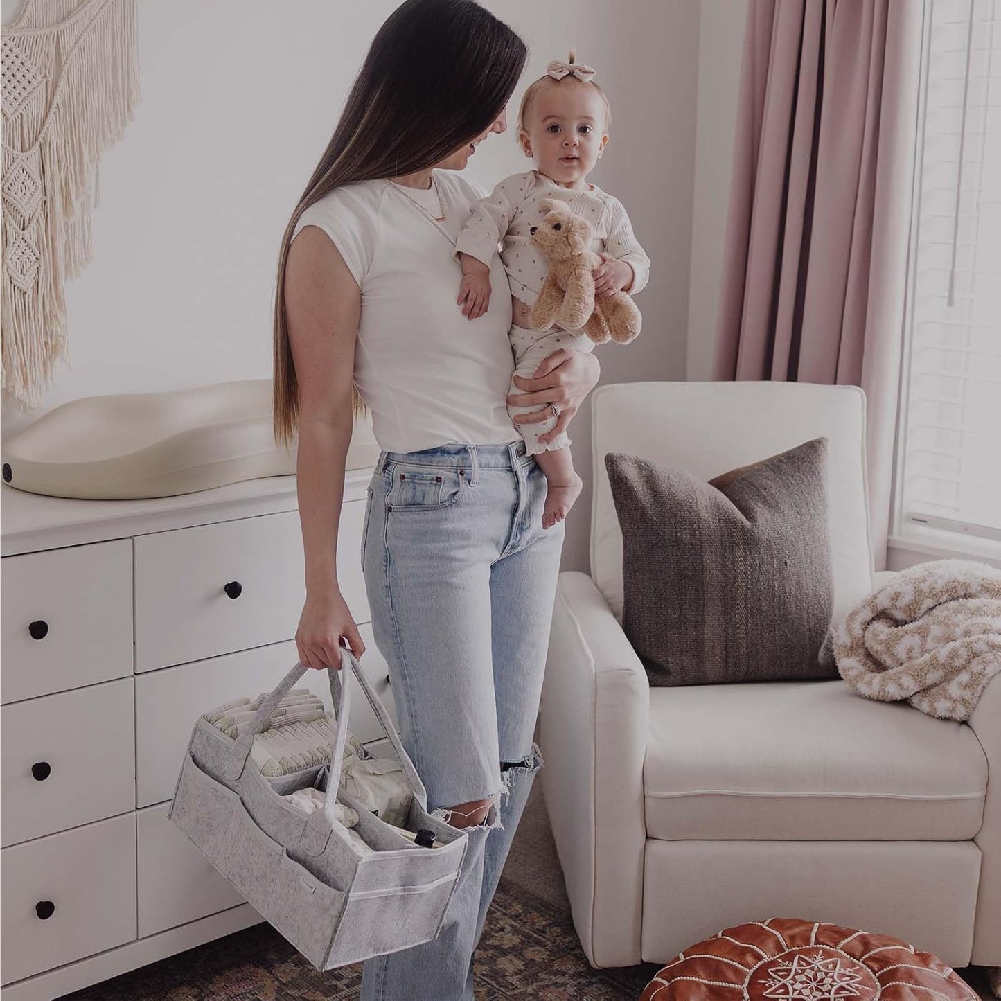 Baby Diaper Caddy Organizer - Nursery Organizer, Changing Table Organizer (Diaper Caddy)