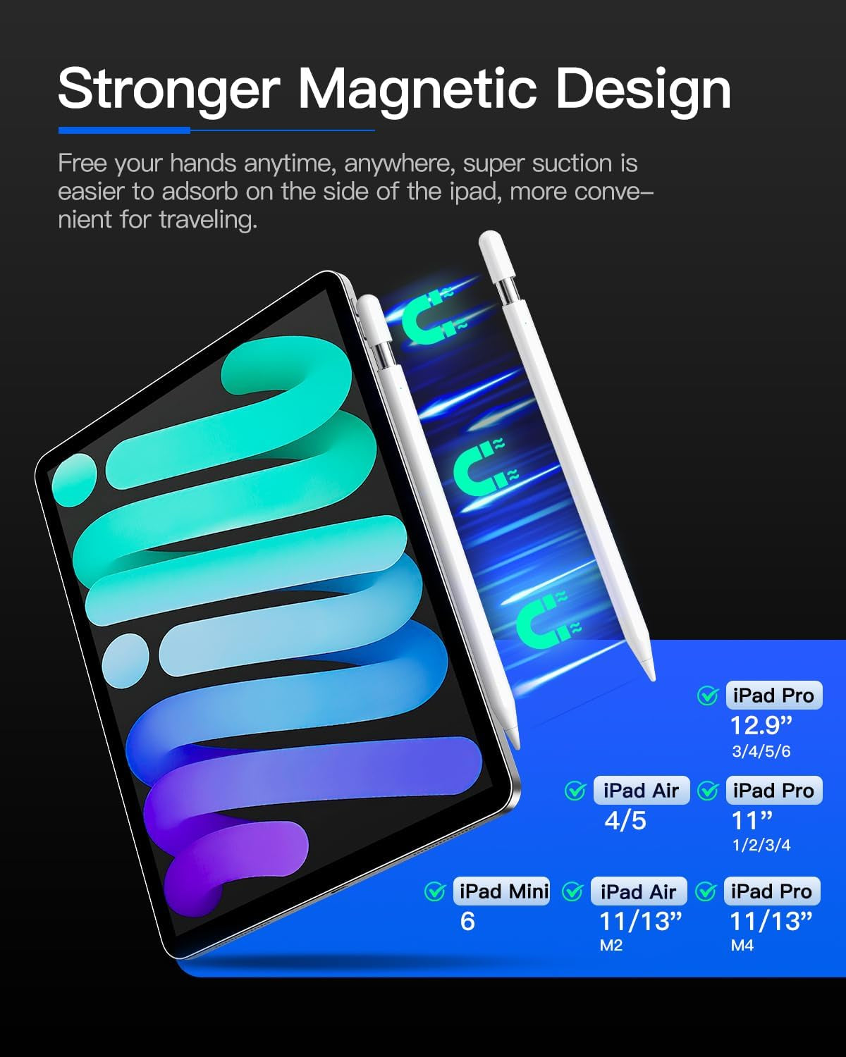 Stylus Pen for iPad (2018-2024) - - Features 2X Fast Charging and Palm Rejection