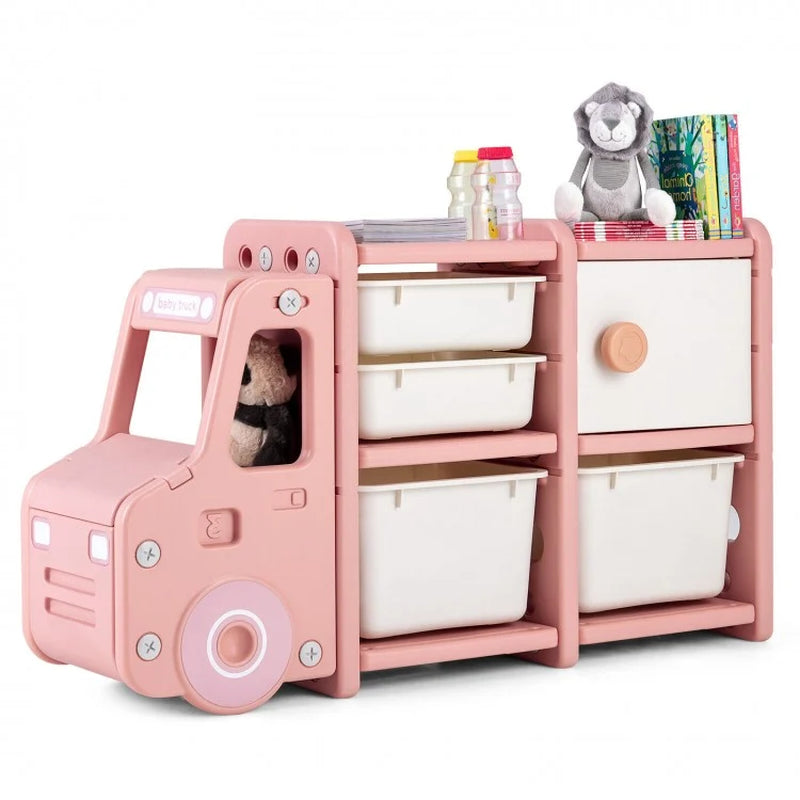 Toddler Truck Storage Organizer Featuring Plastic Bins