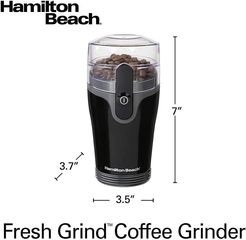 Electric Coffee Grinder with Stainless Steel Blades, Removable Chamber, Ideal for Beans and Spices, Brews up to 12 Cups, Black Finish
