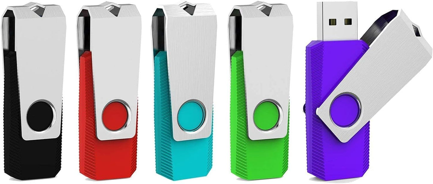 64GB USB 2.0 Flash Drive Multi-Pack - 5 Color Options with LED Indicator