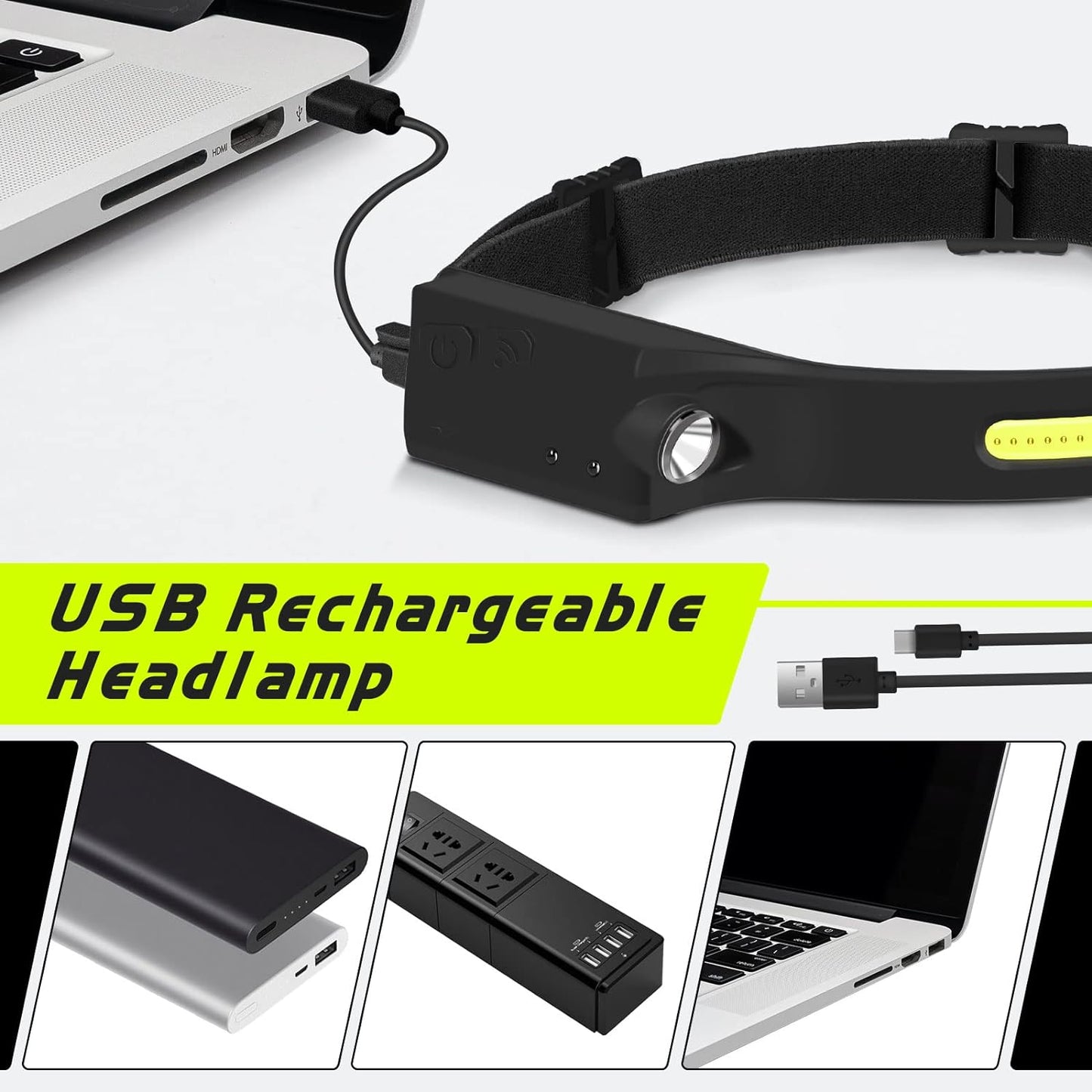 Rechargeable Headlamp Set - 2 Pack, 350 Lumen Brightness, 5 Light Modes, 1200mAh Battery, 230° Wide Beam, Lightweight (0.14 lb), IPX4 Waterproof, Camping, Running, Fishing