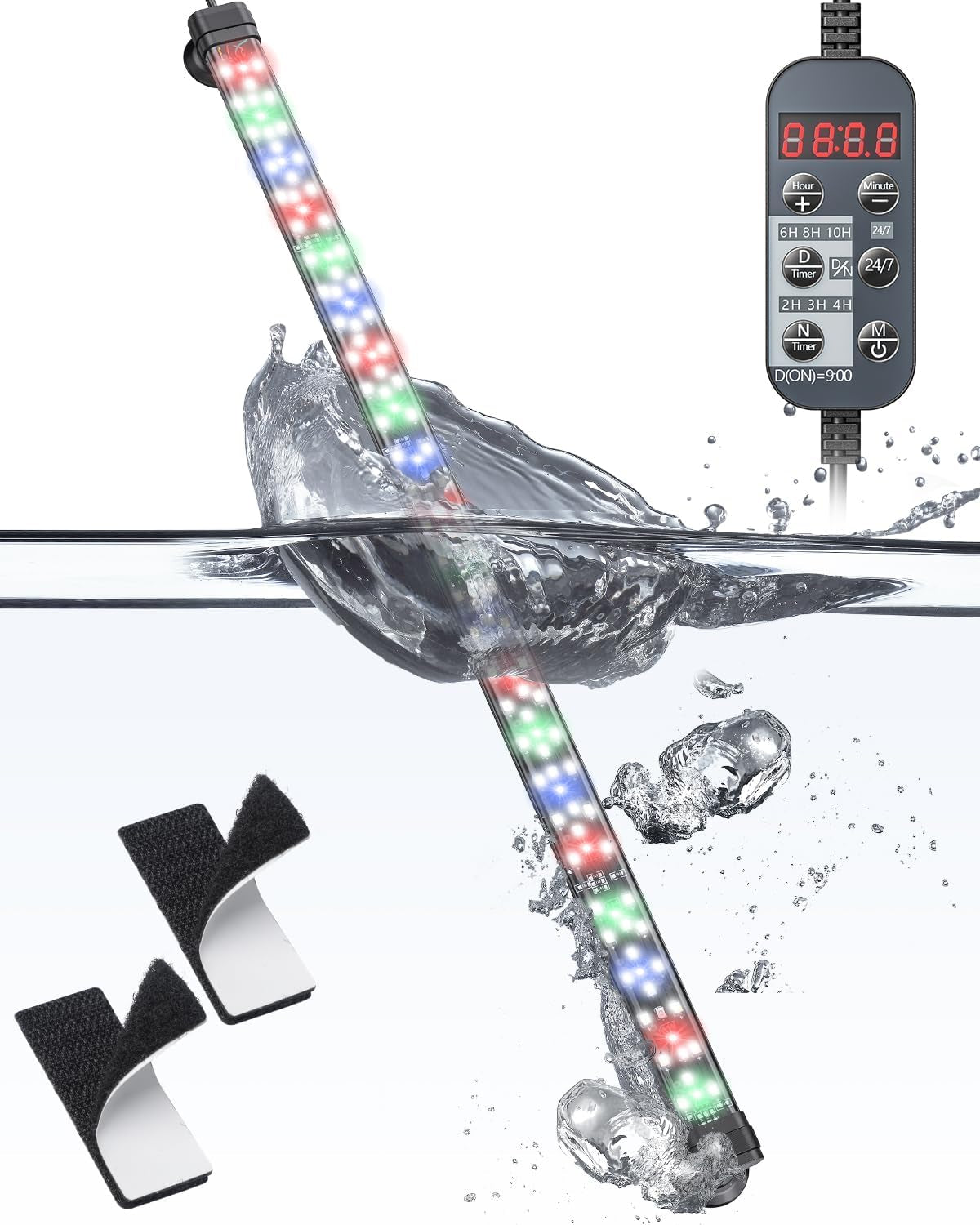 6.5W 12-Inch Aquarium LED Light with Full Spectrum, IPX8 Waterproof, Multi-Colored LEDs, Day/Night Mode, Single Color Effects, Timer, and Adjustable Brightness