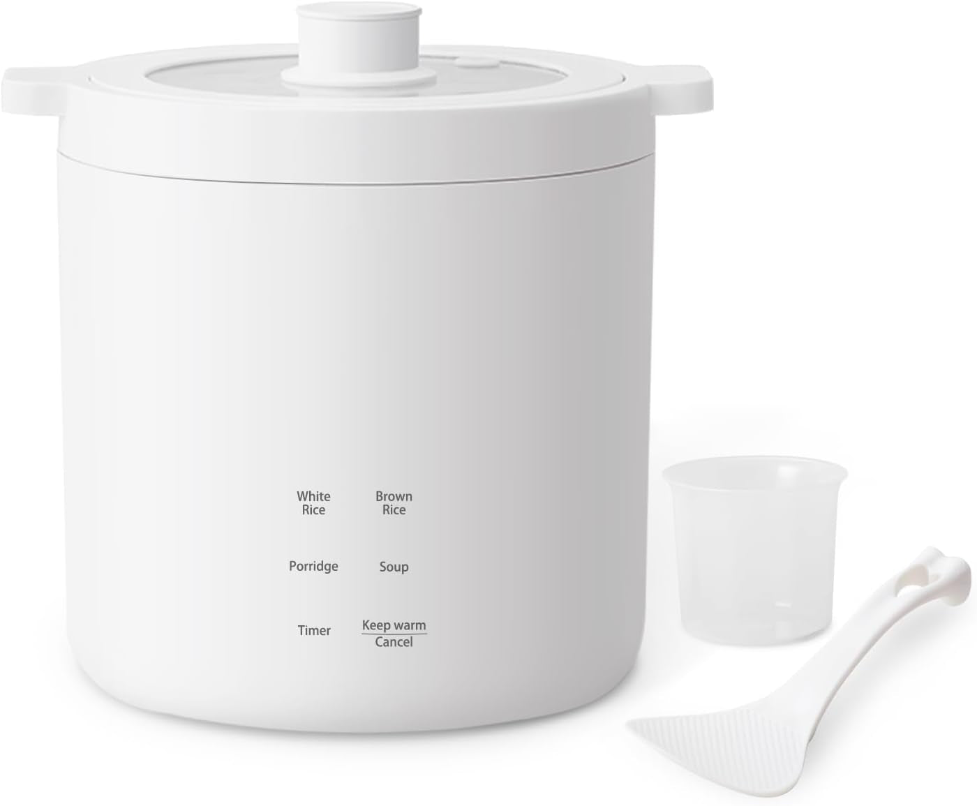 2-Cup Compact Rice Cooker with Four Cooking Functions, 24-Hour Preset, Keep Warm Feature, and Heat-Resistant Carry Handle