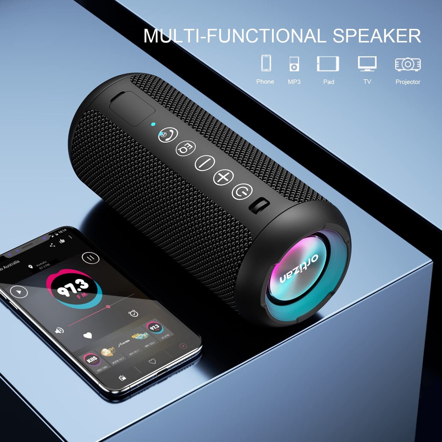 Portable Bluetooth Speaker - IPX7 Waterproof Wireless Speaker with 24W Stereo Sound, Bluetooth 5.0, 30 Hours Playtime, 66Ft Range, and Dual Pairing for Home and Outdoor Use
