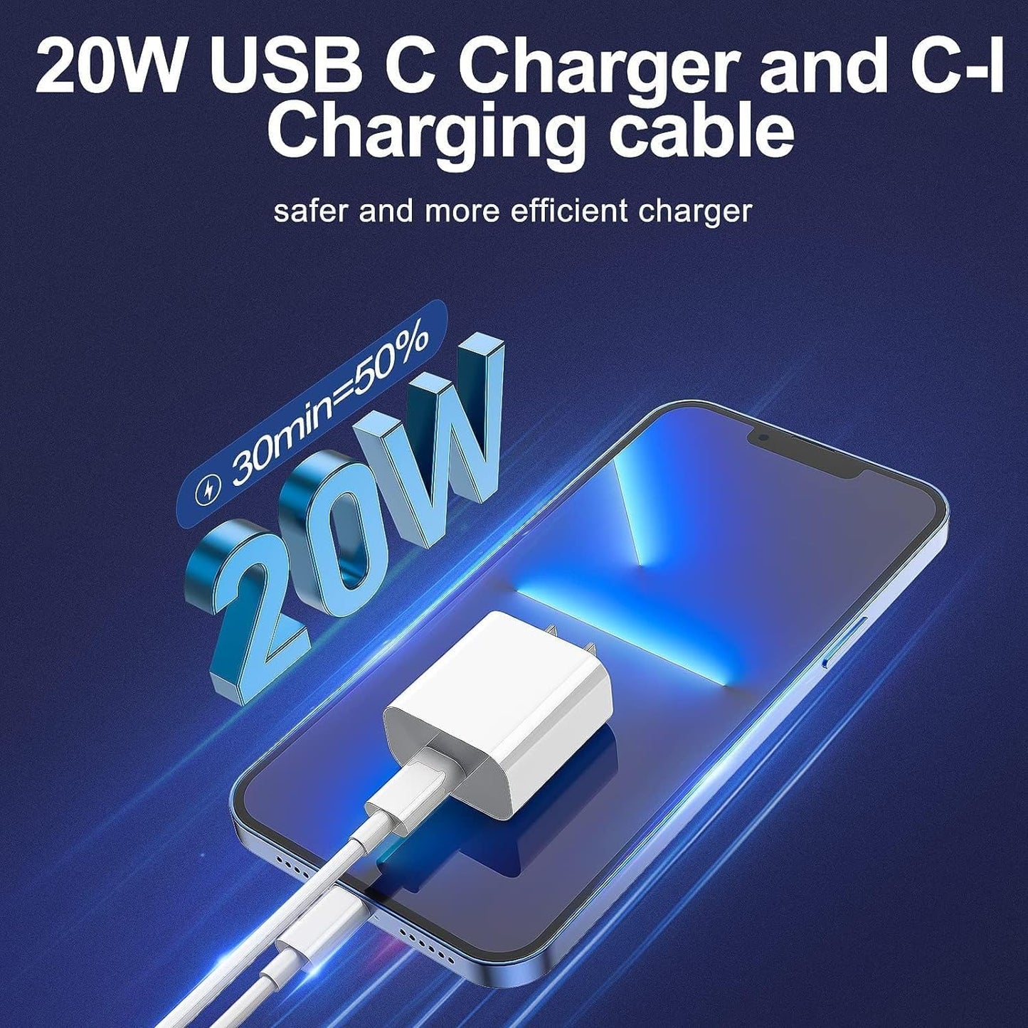 Apple MFi Certified iPhone Charger - Dual Pack Type C Wall Charger with 6FT and 10FT USB C to Lightning Cables for iPhone 14/13/12 Series and AirPods Pro