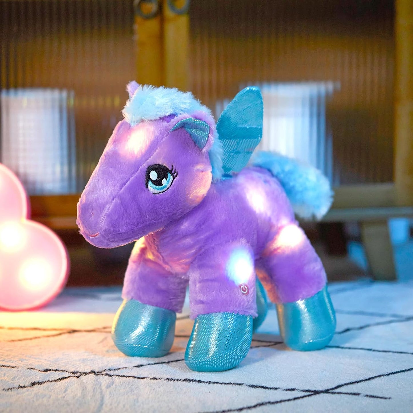 LED Pegasus Stuffed Animal Glow Unicorn Soft Toys, Nightlight Companion Gifts, 11'', Purple