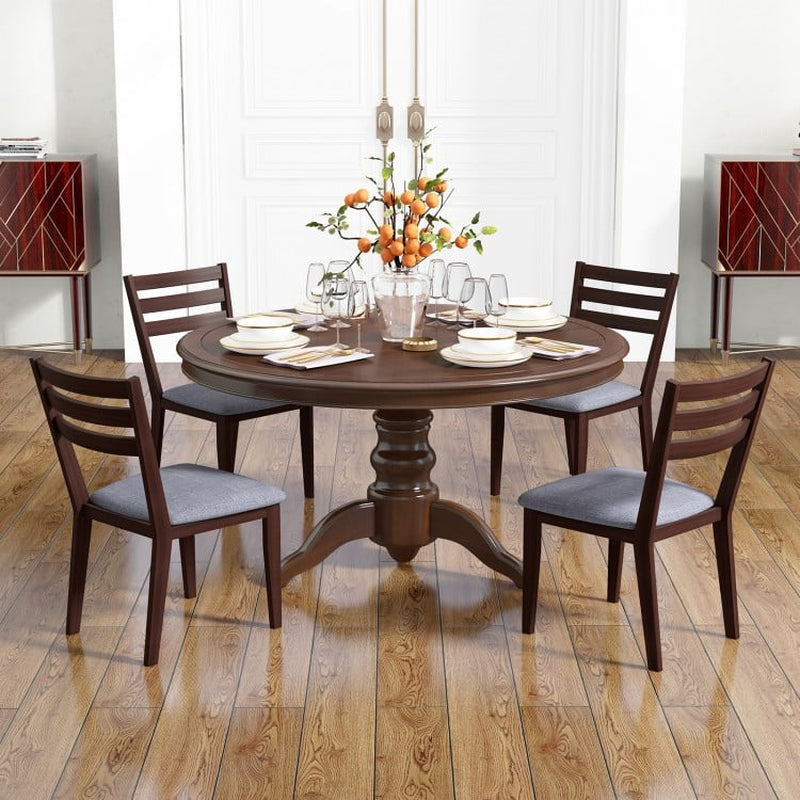 Set of 2 Upholstered Armless Kitchen Chairs with Solid Rubberwood Frame