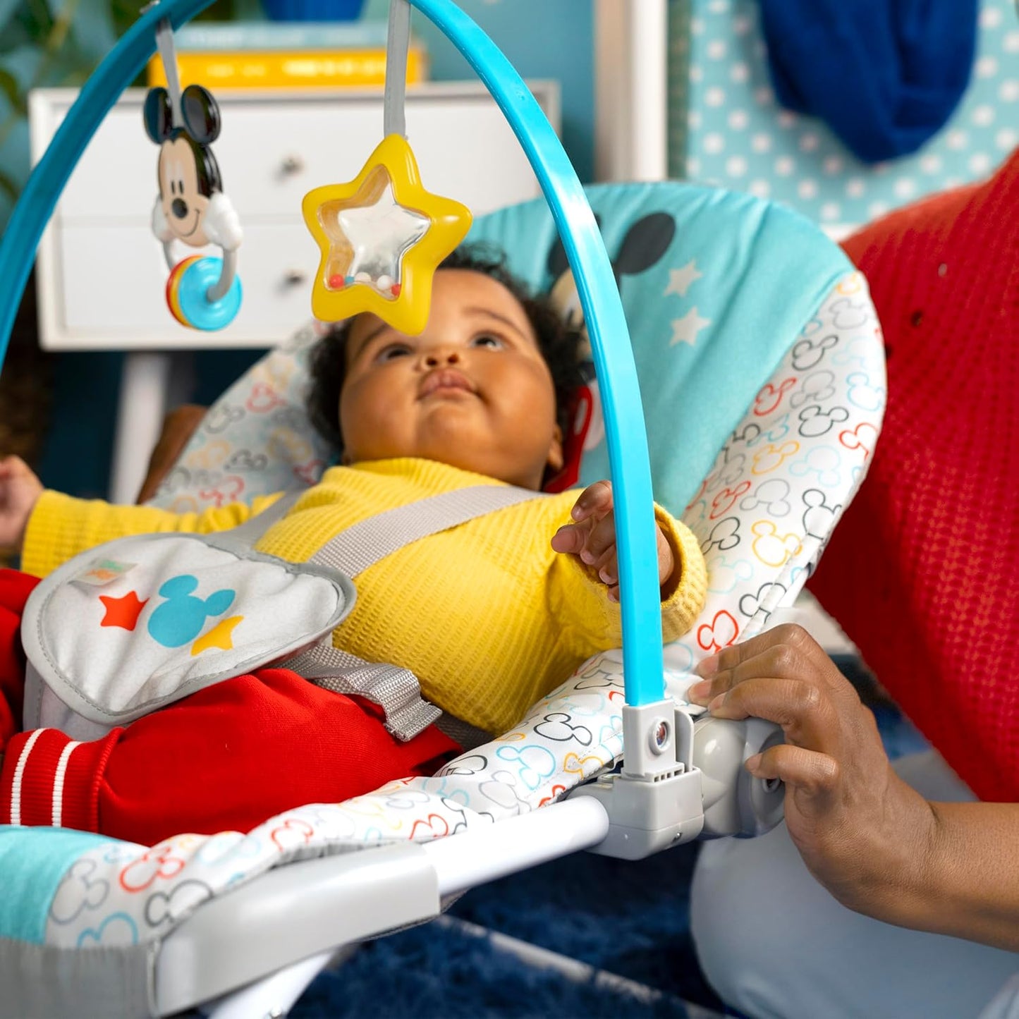 Disney Baby Mickey Mouse Infant to Toddler Rocker with Vibrations and Removable Toy Bar - Newborns and Toddlers