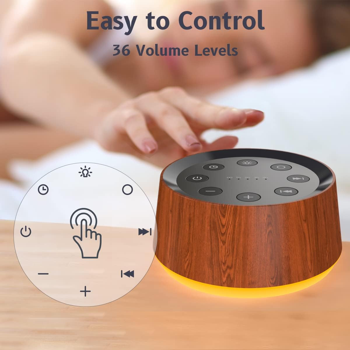 30-Soothing Sounds White Noise Machine - 12-Color Night Light, 36 Volume Levels, Memory Function, 5 Timers