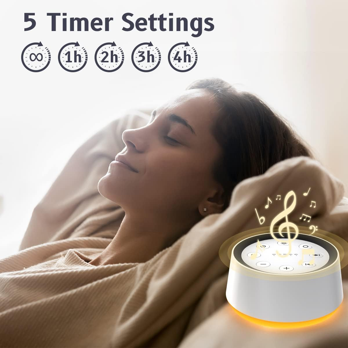 Sound Machine -30 Soothing Sounds, 12-Color Night Light - White Noise Device, Memory Function, 36 Volume Levels, Timers