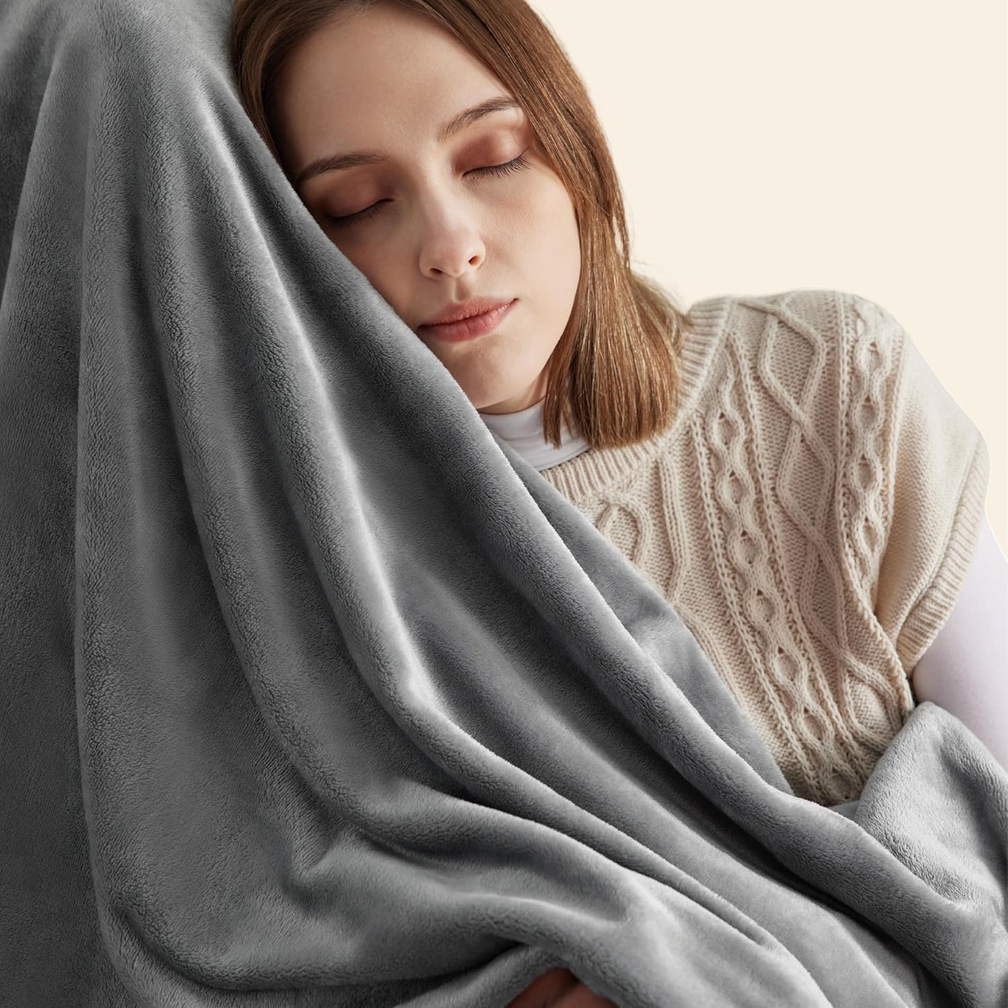 Fleece Throw Blanket for Couch - Grey Throw Blankets, Lightweight Fuzzy Cozy Soft Plush Warm Blankets - 50X60 Inches (Grey)