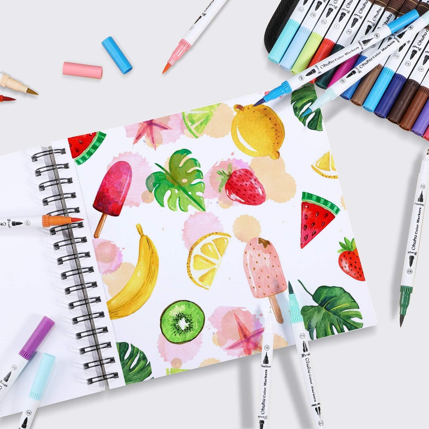 Alcohol Marker Paper Sketchbook - 8.9 x 8.3 Inch, 120 LB/200 GSM, 60 Sheets, Spiral Bound, Ideal for Alcohol Markers
