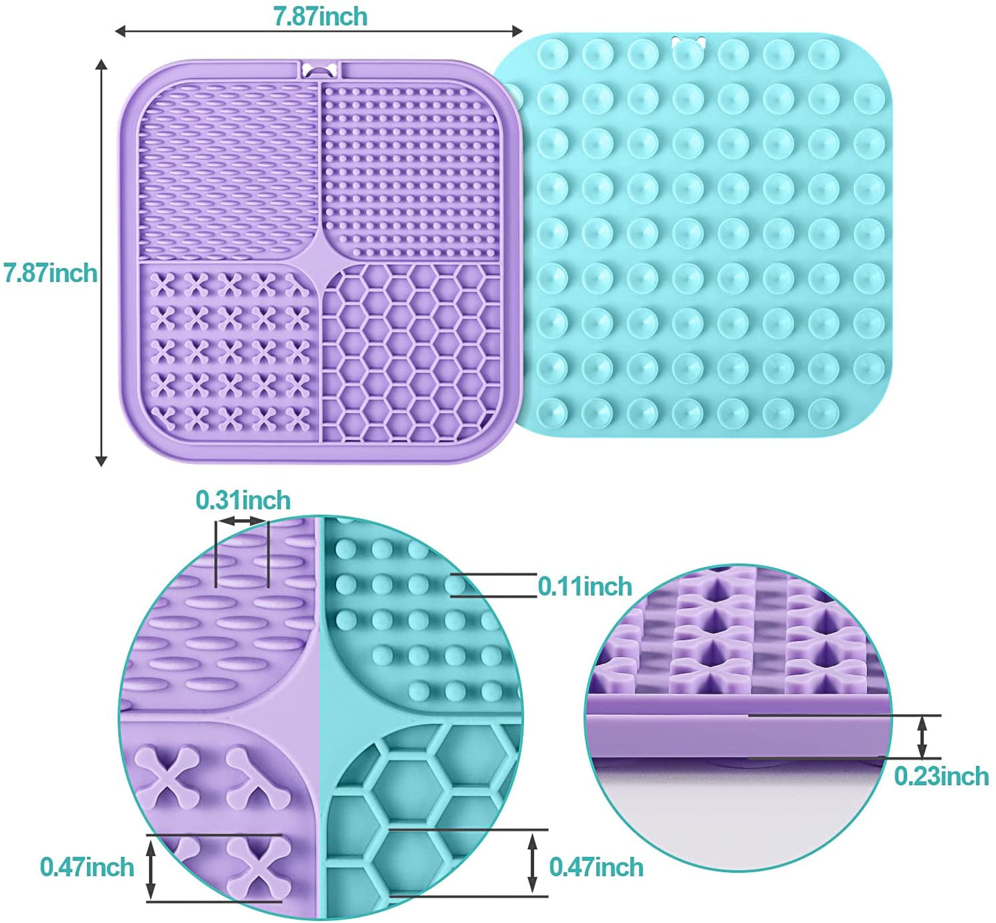 Lick Mat Set for Dogs and Cats - 2 Pack Suction Cups, Anxiety Relief, Boredom Reduction, Bathing and Grooming