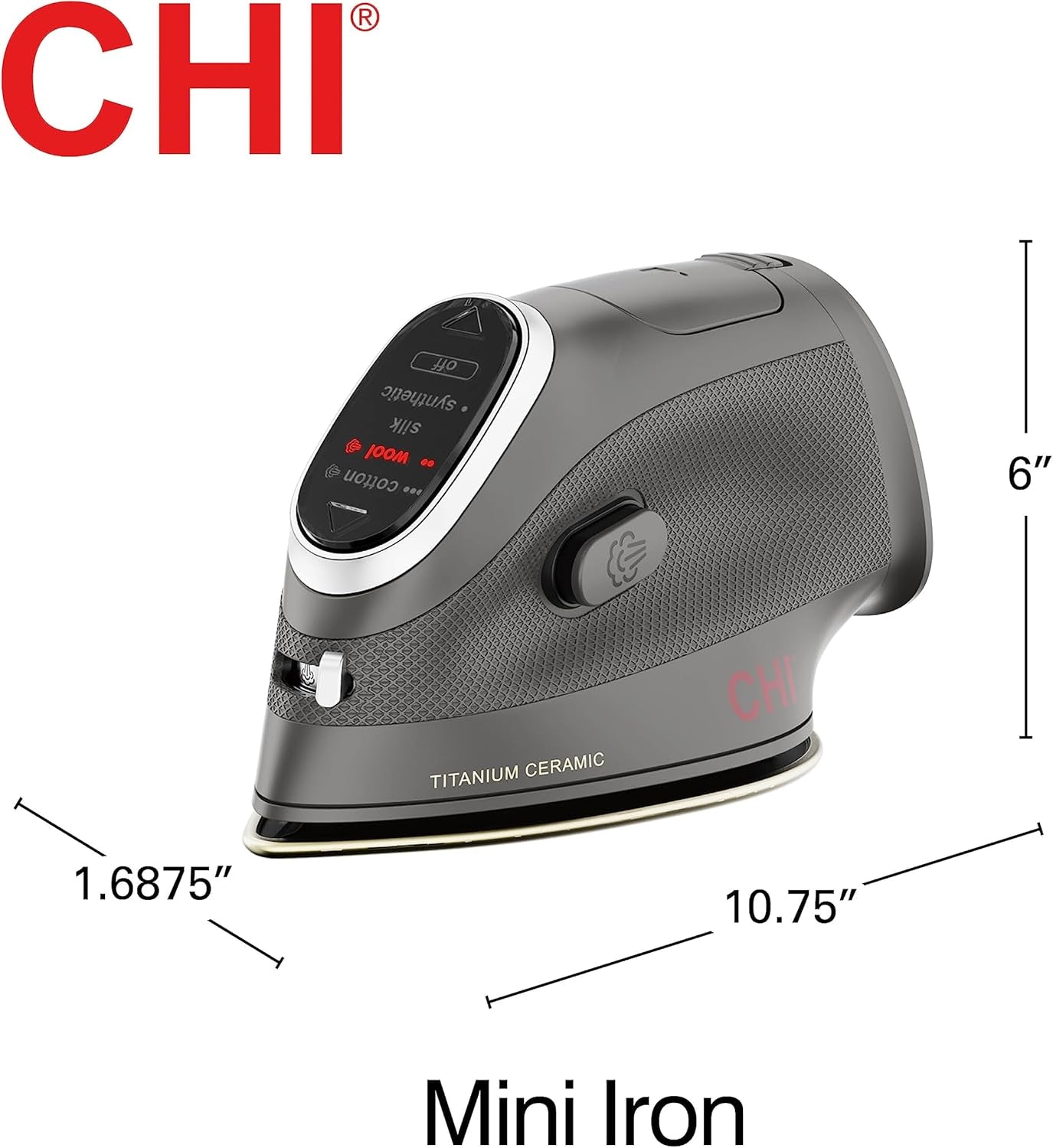 Mini Iron with Titanium-Infused Ceramic Soleplate in Black