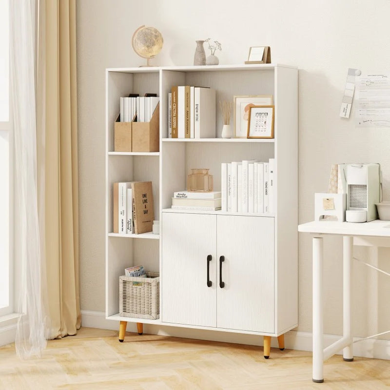 Freestanding Pantry Cabinet with Two Doors and Five Shelves