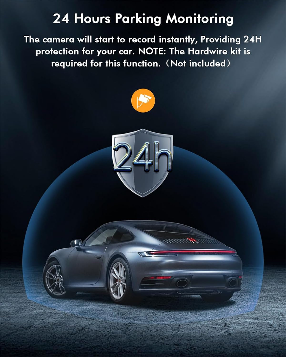 2K WiFi 1440P Dash Camera for Cars with Super Night Vision, WDR, Loop Recording, G-Sensor, 24-Hour Parking Monitoring, Mobile App Support, Up to 128GB Storage Capacity