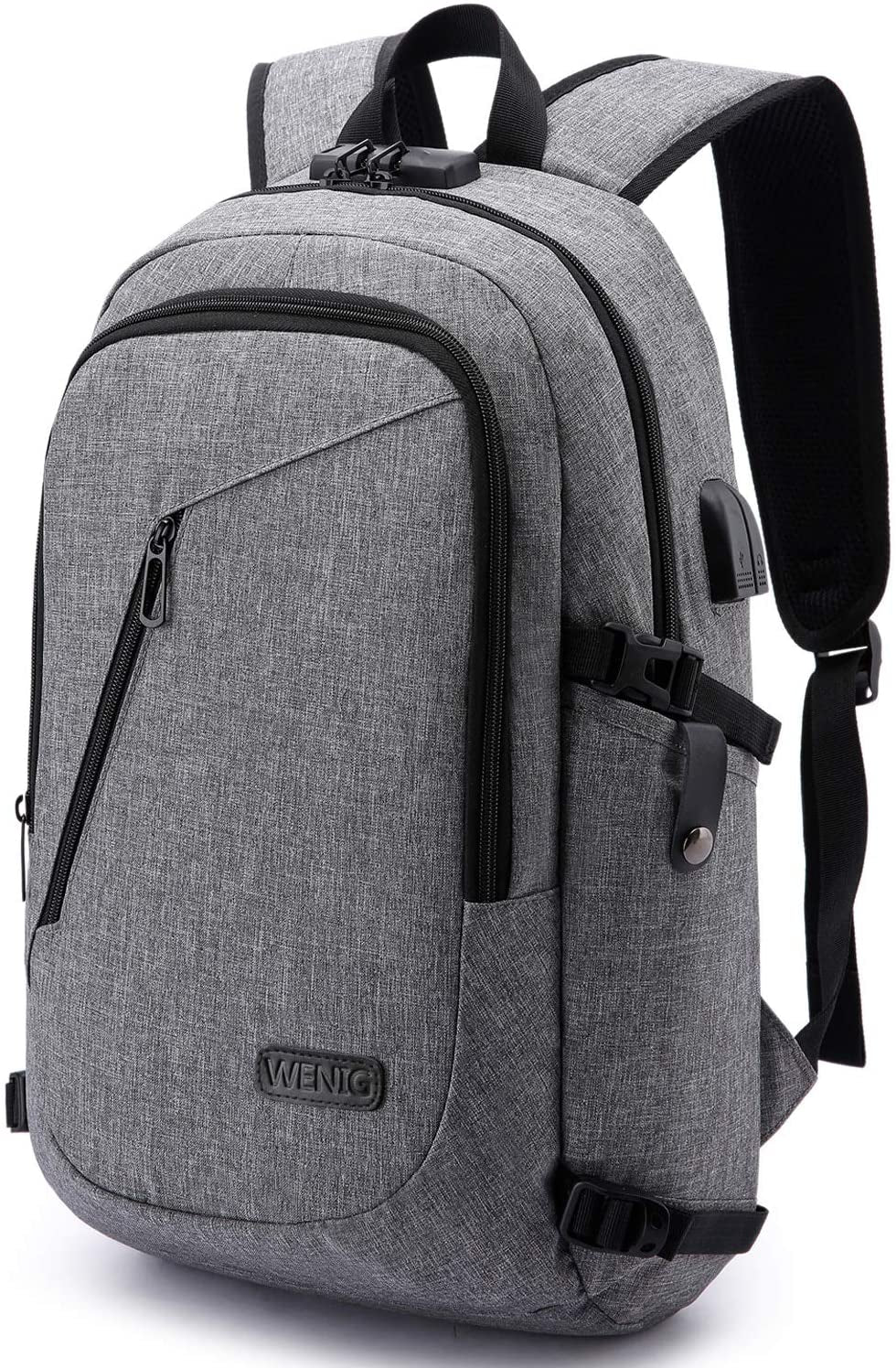 Anti-Theft Laptop Backpack for Business Travel, Slim Design - USB Charging Port, Durable Water-Resistant Bag for 15.6 Inch Laptops, Black