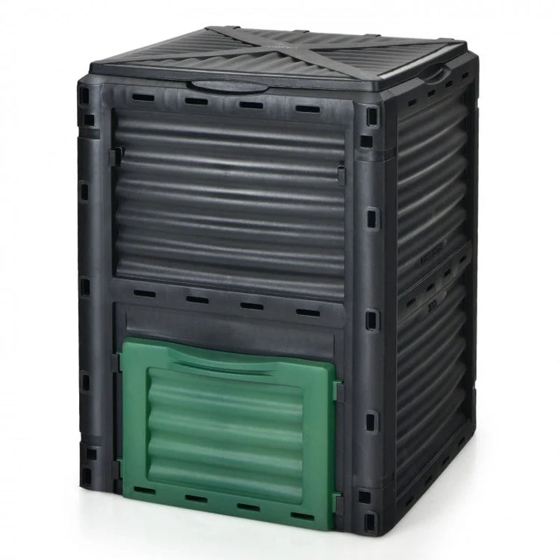 80-Gallon Outdoor Compost Bin with Large Access Lid and Bottom Access Door