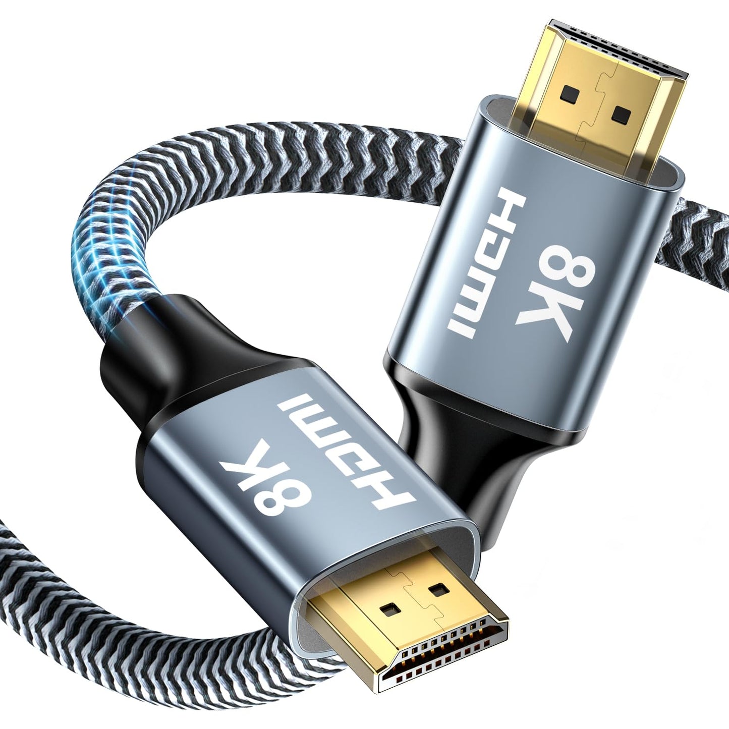 8K HDMI Cable 10 Feet (2-Pack) - 48Gbps High-Speed HDMI 2.1 Braided Cable, Supports 8K@60Hz, 4K@120Hz, HDR, eARC, HDCP 2.2/2.3