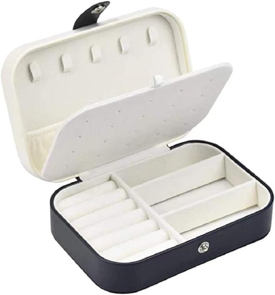 Double Layer Travel Jewelry Organizer - Elegant PU Leather Case for Rings, Earrings, Necklaces, and Bracelets
