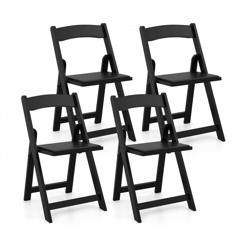 Set of 4 Foldable Dining Chairs with Rubberwood Legs and Cushioned Seats