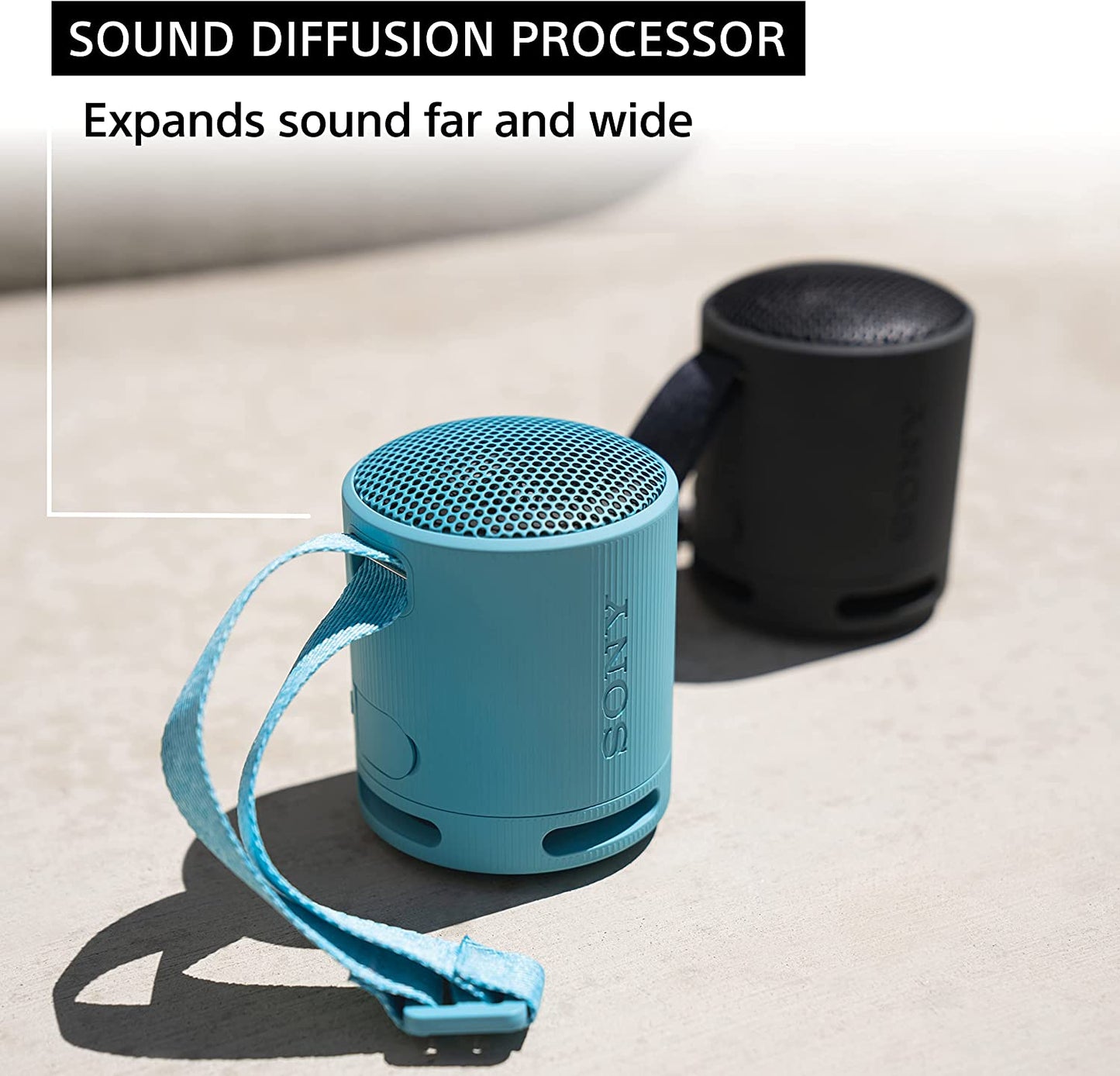 SRS-XB100 Wireless Bluetooth Portable Speaker - IP67 Waterproof & Dustproof, 16-Hr Battery Life, Strap, Hands-Free Calling - Grey