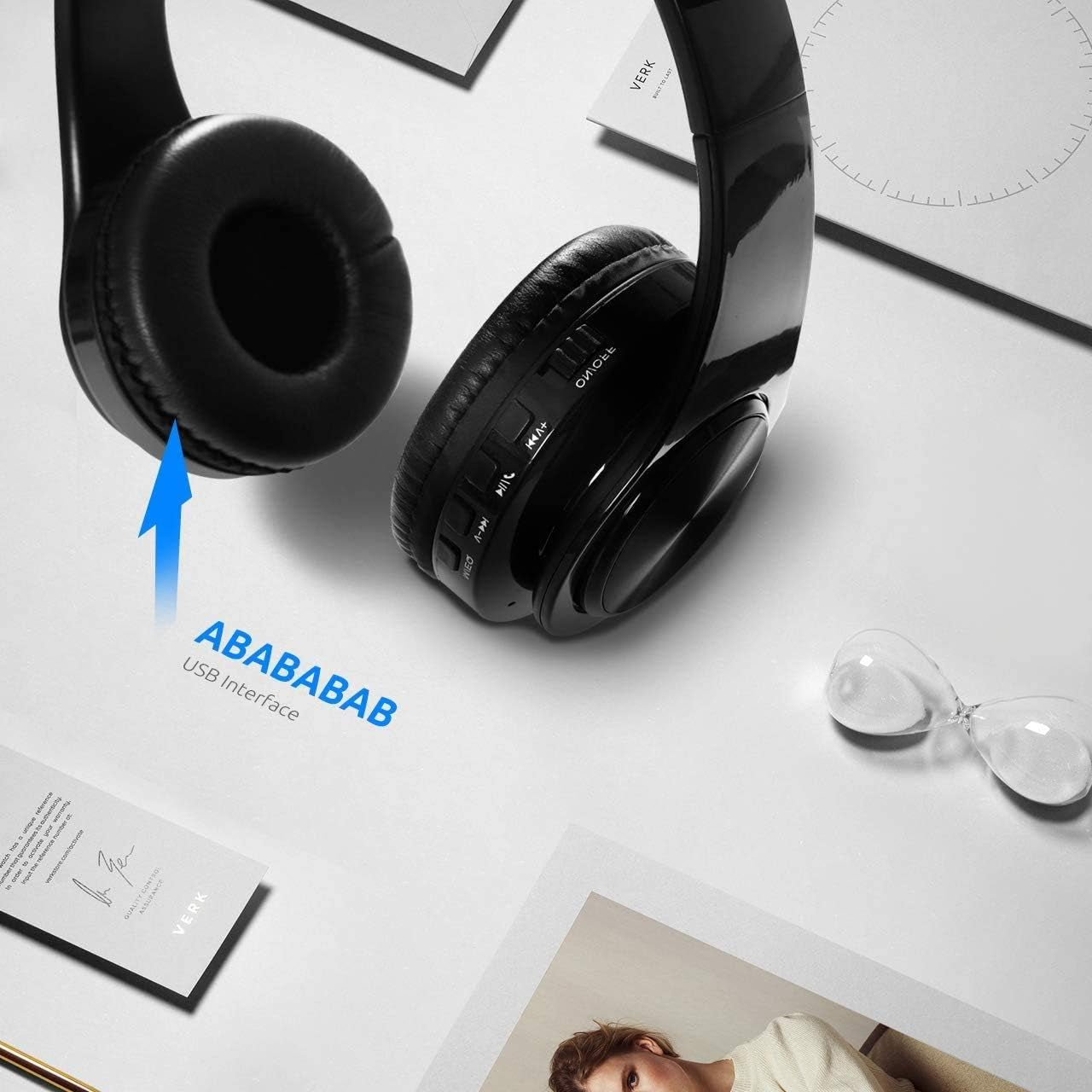 Waterproof Over-Ear Headphones,V5.0 HD Stereo Sound Wireless Headphones with Mic, Passive Noise Cancelling Headsets
