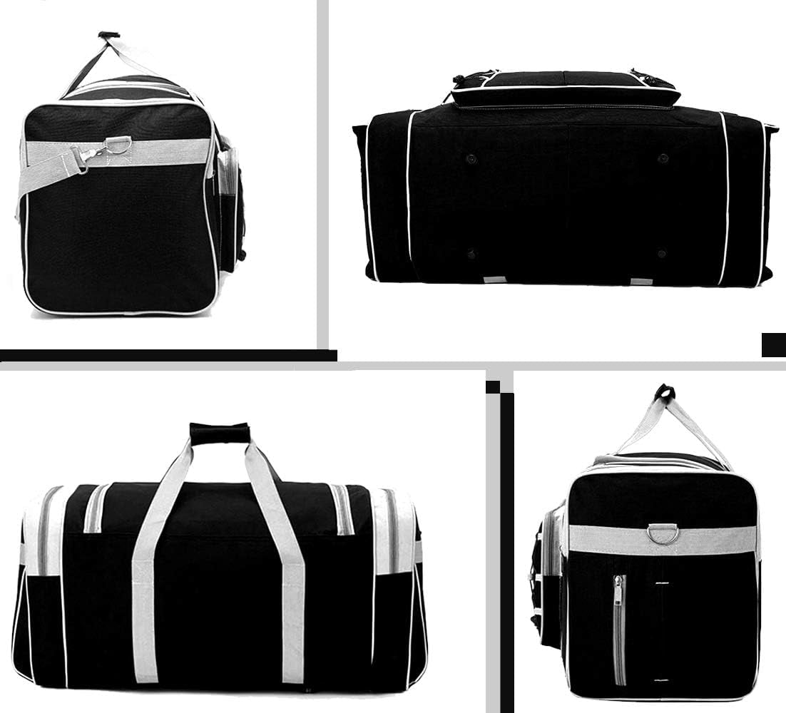 Extra Large Lightweight Oxford Travel Duffle Bag for Men and Women - Waterproof Weekender Overnight Carry-On Luggage (26", Blue Gold)