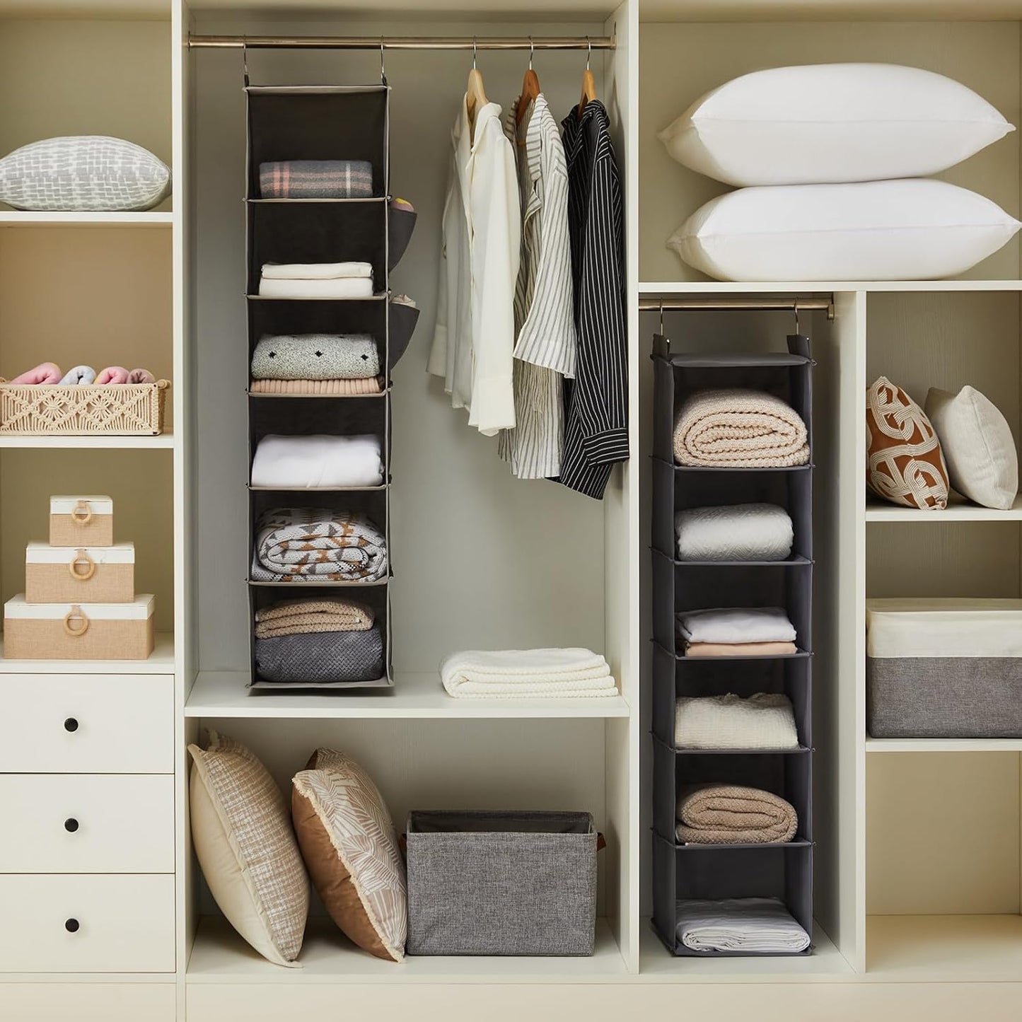 6-Shelf Grey Hanging Closet Organizer and Storage System