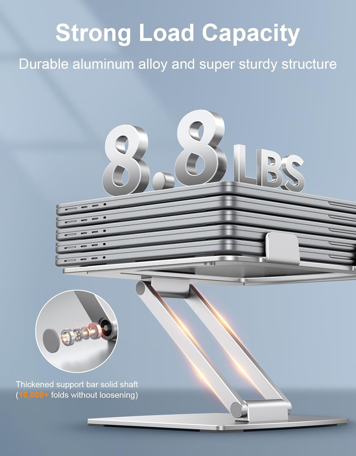 Adjustable Aluminum Laptop Stand for Desk - Ergonomic Riser for Improved Posture, Ventilated Cooling, and Portability
