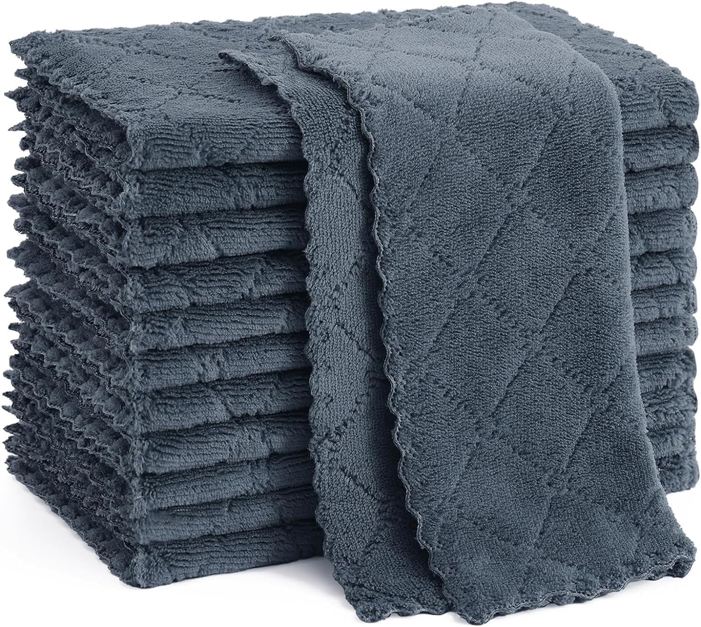 Microfiber Cleaning Cloths - 12 Pack, Ultra Soft & Absorbent Kitchen Towels, 10" x 10", Lint-Free Reusable Cloths