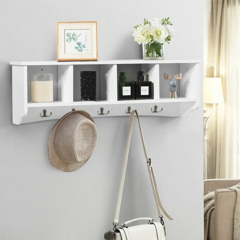 Wall-Mounted Entryway Shelf and Coat Rack Storage Solution