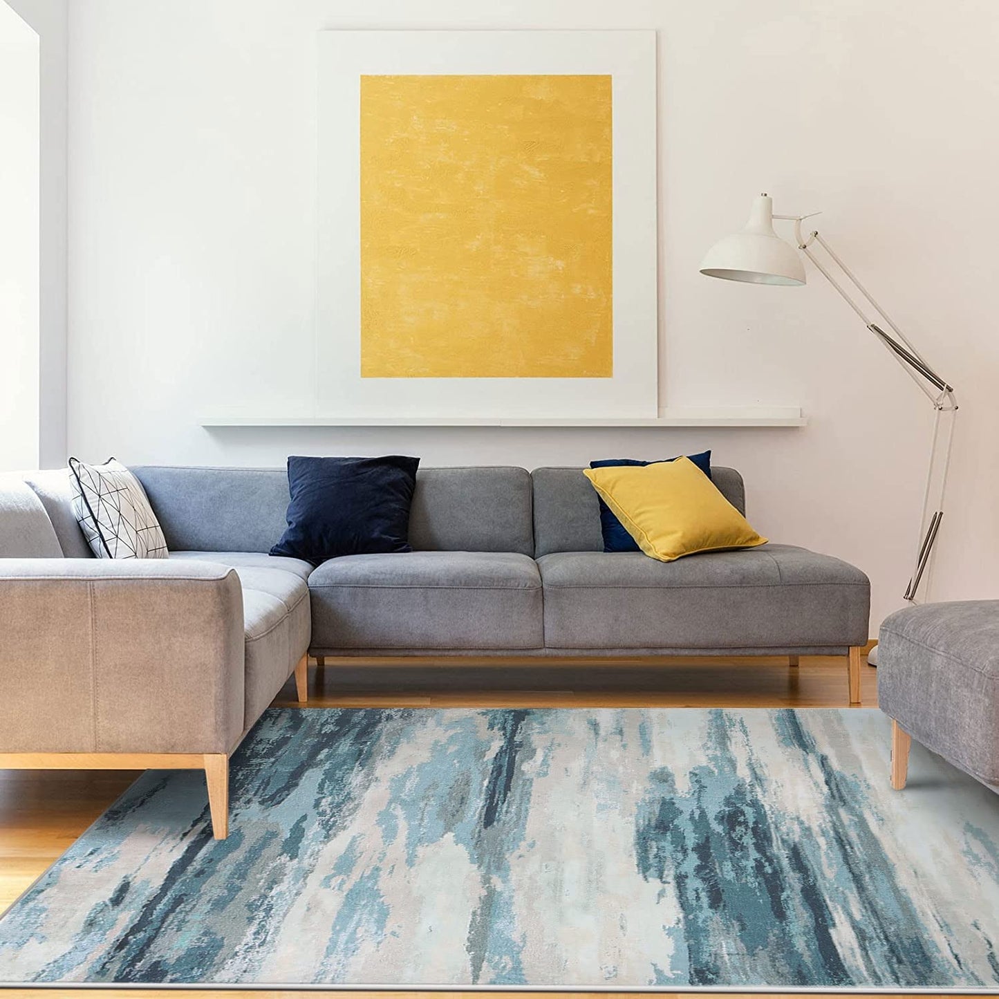 Modern Soft Abstract Area Rug for Living Room, Bedroom, Kitchen, and Dining Room - Medium Pile Carpet Floor Mat