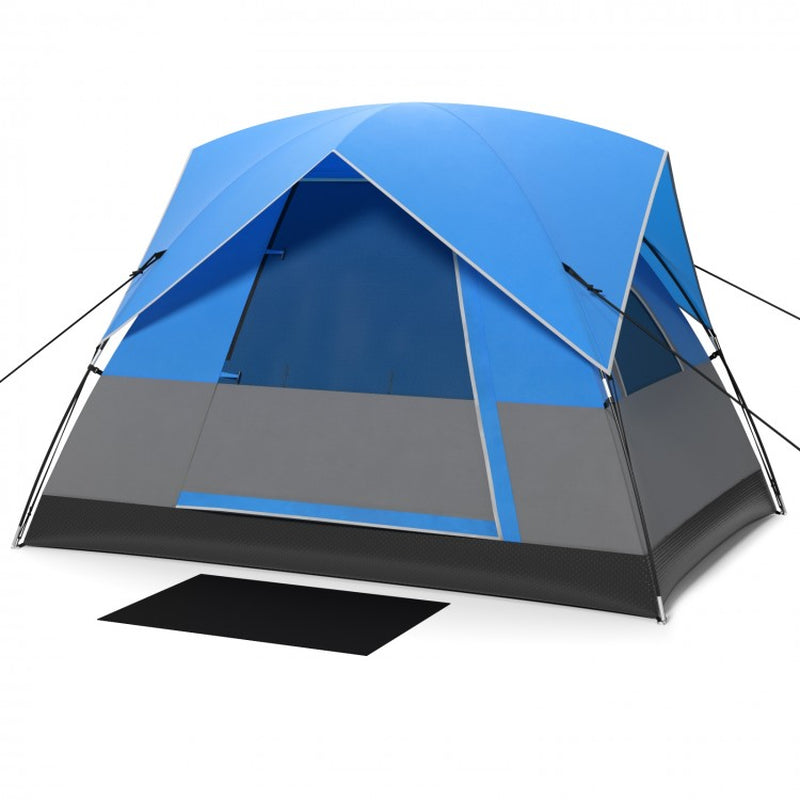 Three-Person Outdoor Camping Tent with Detachable Floor Mat for Hiking and Travel